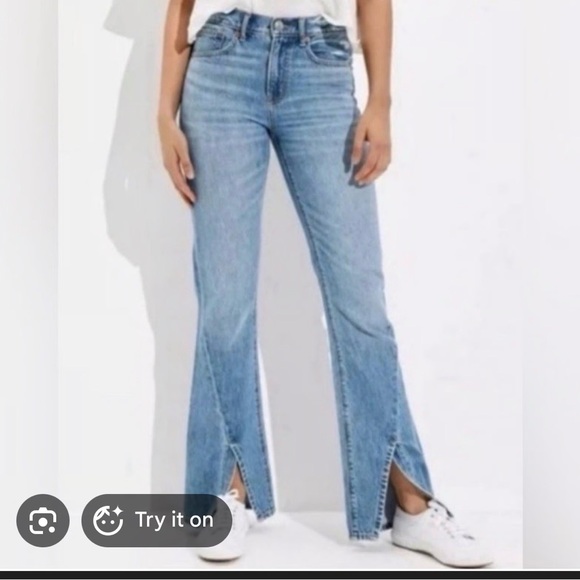 American Eagle Outfitters 90’s Bootcut Split Hem - Medium Wash Size- Size 8 - Picture 7 of 7